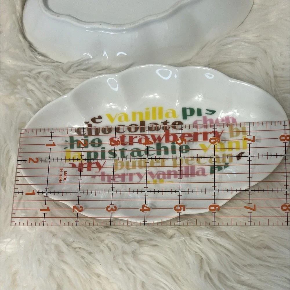 Vintage Japan Ice Cream Flavor Typography Scalloped Ceramic Bowls Set of 4